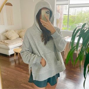 100% cotton grey oversized cropped Japanese hoodie